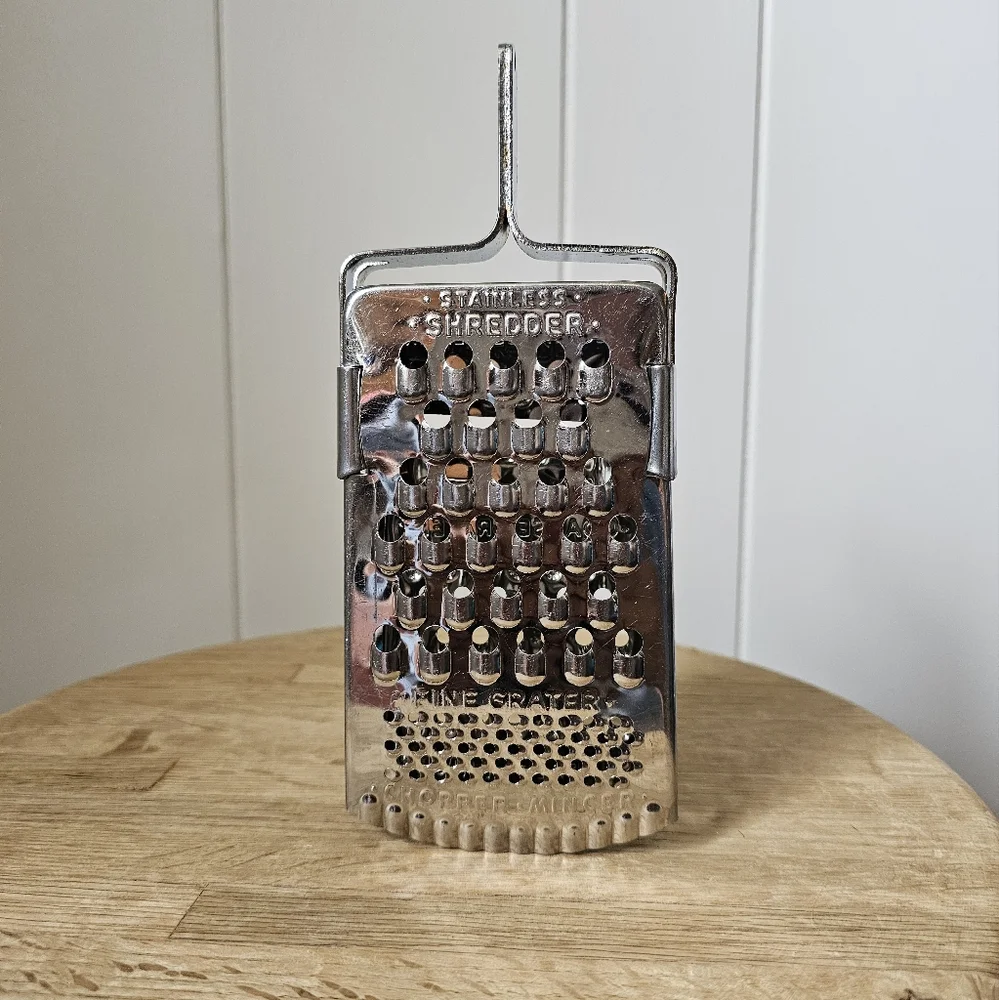 Vintage Stainless Steel Grater Vegetable Slicer Chopper Mincer Shredder Tool